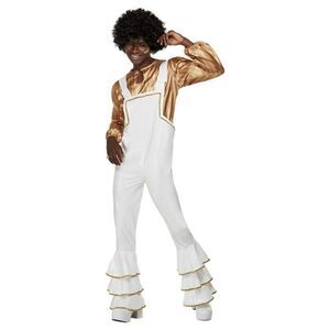 Smiffys Mens 70s Glam Costume Set / White/Gold